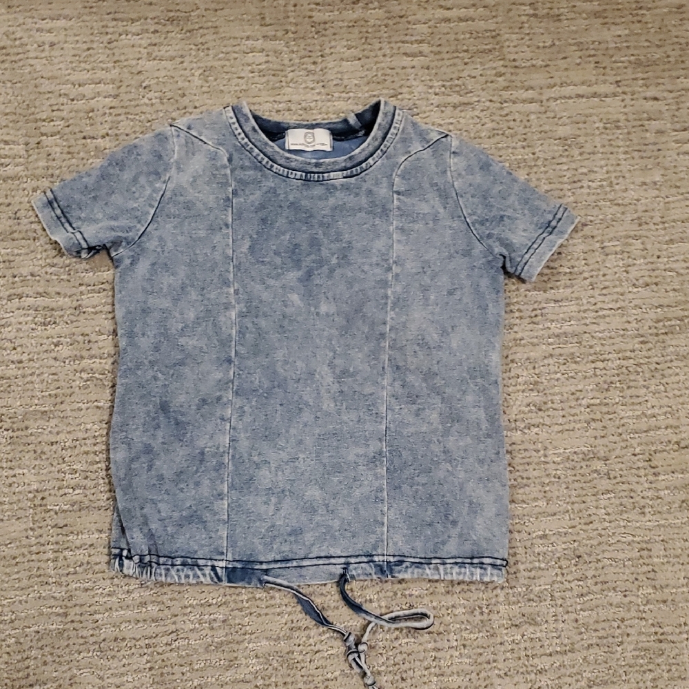 Stylish Denim Blue Kids Short Sleeve Tee